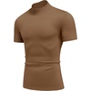 image:imageCOOFANDY Mens Mock Turtleneck Short Sleeve Casual Stretch SweaterBrown