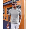 image:imageCOOFANDY Mens Mock Turtleneck Short Sleeve Casual Stretch SweaterLight Gray