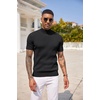 image:imageCOOFANDY Mens Mock Turtleneck Sweater Short Sleeve Casual Basic Tops Ribbed Knit Pullover Solid TeeAll Black