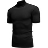 image:imageCOOFANDY Mens Mock Turtleneck Sweater Short Sleeve Casual Basic Tops Ribbed Knit Pullover Solid TeeAll Black