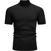 image:imageCOOFANDY Mens Mock Turtleneck Sweater Short Sleeve Casual Basic Tops Ribbed Knit Pullover Solid TeeAll Black