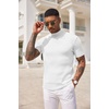image:imageCOOFANDY Mens Mock Turtleneck Sweater Short Sleeve Casual Basic Tops Ribbed Knit Pullover Solid TeeAll White