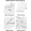 image:imageCOOFANDY Mens Mock Turtleneck Sweater Short Sleeve Casual Basic Tops Ribbed Knit Pullover Solid TeeAll White
