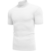 image:imageCOOFANDY Mens Mock Turtleneck Sweater Short Sleeve Casual Basic Tops Ribbed Knit Pullover Solid TeeAll White