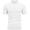 image:imageCOOFANDY Mens Mock Turtleneck Sweater Short Sleeve Casual Basic Tops Ribbed Knit Pullover Solid TeeAll White