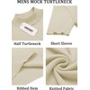image:imageCOOFANDY Mens Mock Turtleneck Sweater Short Sleeve Casual Basic Tops Ribbed Knit Pullover Solid TeeApricot