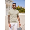 image:imageCOOFANDY Mens Mock Turtleneck Sweater Short Sleeve Casual Basic Tops Ribbed Knit Pullover Solid TeeApricot