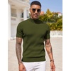 image:imageCOOFANDY Mens Mock Turtleneck Sweater Short Sleeve Casual Basic Tops Ribbed Knit Pullover Solid TeeArmy Green