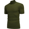 image:imageCOOFANDY Mens Mock Turtleneck Sweater Short Sleeve Casual Basic Tops Ribbed Knit Pullover Solid TeeArmy Green