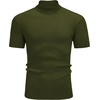 image:imageCOOFANDY Mens Mock Turtleneck Sweater Short Sleeve Casual Basic Tops Ribbed Knit Pullover Solid TeeArmy Green