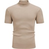image:imageCOOFANDY Mens Mock Turtleneck Sweater Short Sleeve Casual Basic Tops Ribbed Knit Pullover Solid TeeBeige