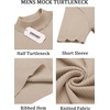 image:imageCOOFANDY Mens Mock Turtleneck Sweater Short Sleeve Casual Basic Tops Ribbed Knit Pullover Solid TeeBeige