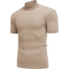 image:imageCOOFANDY Mens Mock Turtleneck Sweater Short Sleeve Casual Basic Tops Ribbed Knit Pullover Solid TeeBeige