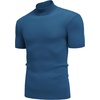image:imageCOOFANDY Mens Mock Turtleneck Sweater Short Sleeve Casual Basic Tops Ribbed Knit Pullover Solid TeeDark Blue