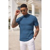 image:imageCOOFANDY Mens Mock Turtleneck Sweater Short Sleeve Casual Basic Tops Ribbed Knit Pullover Solid TeeDark Blue