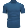 image:imageCOOFANDY Mens Mock Turtleneck Sweater Short Sleeve Casual Basic Tops Ribbed Knit Pullover Solid TeeDark Blue