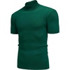 image:imageCOOFANDY Mens Mock Turtleneck Sweater Short Sleeve Casual Basic Tops Ribbed Knit Pullover Solid TeeDark Green