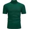 image:imageCOOFANDY Mens Mock Turtleneck Sweater Short Sleeve Casual Basic Tops Ribbed Knit Pullover Solid TeeDark Green