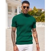 image:imageCOOFANDY Mens Mock Turtleneck Sweater Short Sleeve Casual Basic Tops Ribbed Knit Pullover Solid TeeDark Green