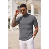 image:imageCOOFANDY Mens Mock Turtleneck Sweater Short Sleeve Casual Basic Tops Ribbed Knit Pullover Solid TeeDark Grey
