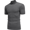 image:imageCOOFANDY Mens Mock Turtleneck Sweater Short Sleeve Casual Basic Tops Ribbed Knit Pullover Solid TeeDark Grey
