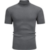 image:imageCOOFANDY Mens Mock Turtleneck Sweater Short Sleeve Casual Basic Tops Ribbed Knit Pullover Solid TeeDark Grey