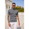 image:imageCOOFANDY Mens Mock Turtleneck Sweater Short Sleeve Casual Basic Tops Ribbed Knit Pullover Solid TeeDark Grey