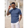 image:imageCOOFANDY Mens Mock Turtleneck Sweater Short Sleeve Casual Basic Tops Ribbed Knit Pullover Solid TeeGrey Blue