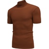 image:imageCOOFANDY Mens Mock Turtleneck Sweater Short Sleeve Casual Basic Tops Ribbed Knit Pullover Solid TeeLight Brown