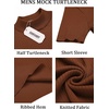 image:imageCOOFANDY Mens Mock Turtleneck Sweater Short Sleeve Casual Basic Tops Ribbed Knit Pullover Solid TeeLight Brown
