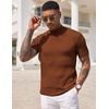 image:imageCOOFANDY Mens Mock Turtleneck Sweater Short Sleeve Casual Basic Tops Ribbed Knit Pullover Solid TeeLight Brown