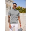 image:imageCOOFANDY Mens Mock Turtleneck Sweater Short Sleeve Casual Basic Tops Ribbed Knit Pullover Solid TeeLight Grey