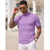 image:imageCOOFANDY Mens Mock Turtleneck Sweater Short Sleeve Casual Basic Tops Ribbed Knit Pullover Solid TeeLight Purple