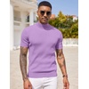 image:imageCOOFANDY Mens Mock Turtleneck Sweater Short Sleeve Casual Basic Tops Ribbed Knit Pullover Solid TeeLight Purple