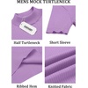 image:imageCOOFANDY Mens Mock Turtleneck Sweater Short Sleeve Casual Basic Tops Ribbed Knit Pullover Solid TeeLight Purple