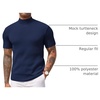 image:imageCOOFANDY Mens Mock Turtleneck Sweater Short Sleeve Casual Basic Tops Ribbed Knit Pullover Solid TeeNavy Blue