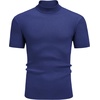 image:imageCOOFANDY Mens Mock Turtleneck Sweater Short Sleeve Casual Basic Tops Ribbed Knit Pullover Solid TeeNavy Blue