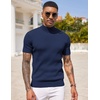 image:imageCOOFANDY Mens Mock Turtleneck Sweater Short Sleeve Casual Basic Tops Ribbed Knit Pullover Solid TeeNavy Blue
