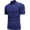image:imageCOOFANDY Mens Mock Turtleneck Sweater Short Sleeve Casual Basic Tops Ribbed Knit Pullover Solid TeeNavy Blue