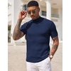 image:imageCOOFANDY Mens Mock Turtleneck Sweater Short Sleeve Casual Basic Tops Ribbed Knit Pullover Solid TeeNavy Blue