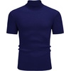 image:imageCOOFANDY Mens Mock Turtleneck Sweater Short Sleeve Casual Basic Tops Ribbed Knit Pullover Solid TeeNavy Blue