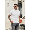 image:imageCOOFANDY Mens Mock Turtleneck Sweater Short Sleeve Casual Basic Tops Ribbed Knit Pullover Solid TeePat2 Striped White