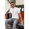 image:imageCOOFANDY Mens Mock Turtleneck Sweater Short Sleeve Casual Basic Tops Ribbed Knit Pullover Solid TeePat2 Striped White