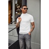 image:imageCOOFANDY Mens Mock Turtleneck Sweater Short Sleeve Casual Basic Tops Ribbed Knit Pullover Solid TeePat2 Striped White