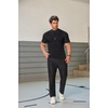 image:imageCOOFANDY Mens Mock Turtleneck Sweater Short Sleeve Casual Basic Tops Ribbed Knit Pullover Solid TeePat3 Striped Black