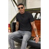image:imageCOOFANDY Mens Mock Turtleneck Sweater Short Sleeve Casual Basic Tops Ribbed Knit Pullover Solid TeePat3 Striped Black