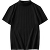 image:imageCOOFANDY Mens Mock Turtleneck Sweater Short Sleeve Casual Basic Tops Ribbed Knit Pullover Solid TeePat4 Black Striped