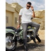 image:imageCOOFANDY Mens Mock Turtleneck Sweater Short Sleeve Casual Basic Tops Ribbed Knit Pullover Solid TeePat5 White Striped