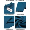 image:imageCOOFANDY Mens Mock Turtleneck Sweater Short Sleeve Casual Basic Tops Ribbed Knit Pullover Solid TeePeacock Blue