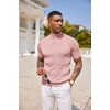 image:imageCOOFANDY Mens Mock Turtleneck Sweater Short Sleeve Casual Basic Tops Ribbed Knit Pullover Solid TeePink